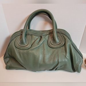 Presa Green Pebble Leather Shoulder Bag